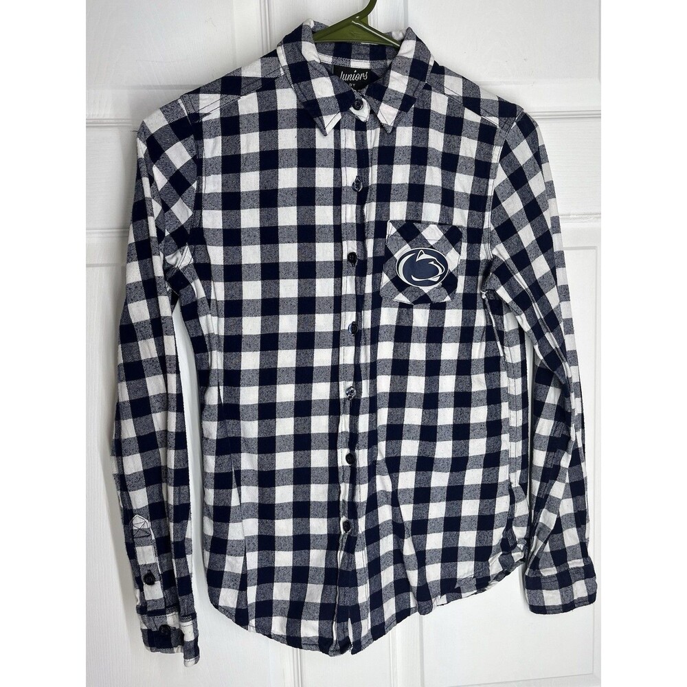 Penn State Juniors Flannel Shirt PSU Nittany Lions Blue Plaid Girls Small 3-5